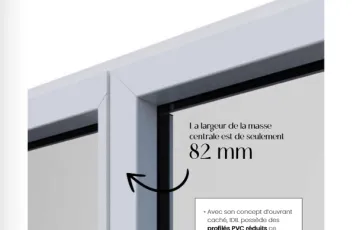 Profil fin de fenêtre PVC avec masse centrale réduite, conception favorisant une large surface vitrée